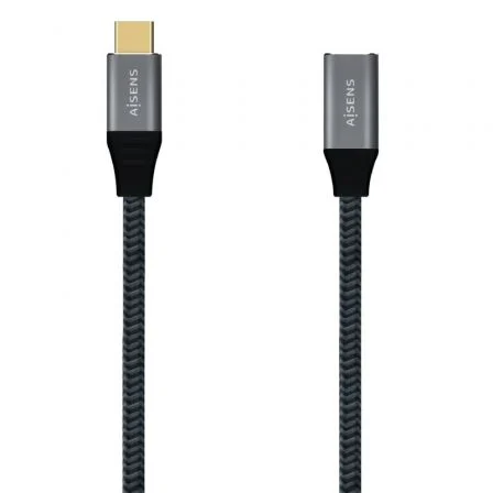 Aisens Cable USB 3.2 Gen2x2 Aluminio USB-C Macho a USB-C Hembra 100W Gris 1m